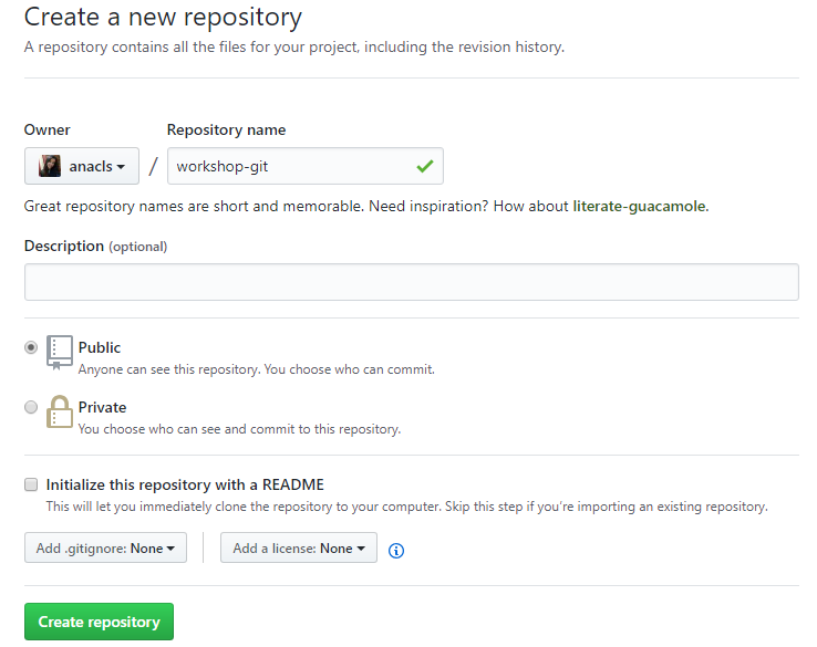Criando repositório