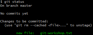 Git status depois de adicionar o arquivo